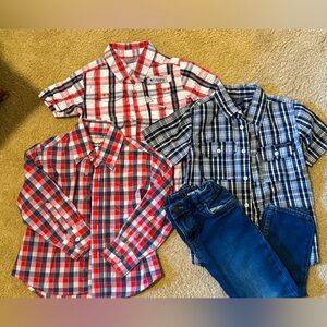 Lots of toddler boys button downs with a pair of jeans